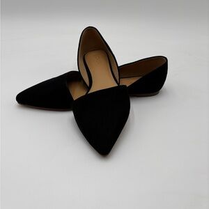 J.Crew Women’s Size 10 Black Pointed Toe Flats Suede D’Orsay Slip On Shoes